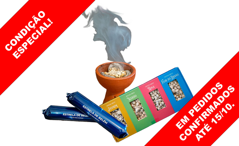 KIT incenso 4 essências + carvão + Incensário